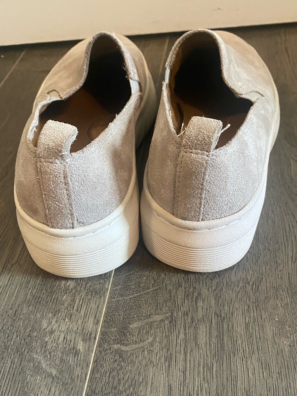 Sofft Taupe Gray Suede Slip-On Platform Sneakers - Picture 6 of 8